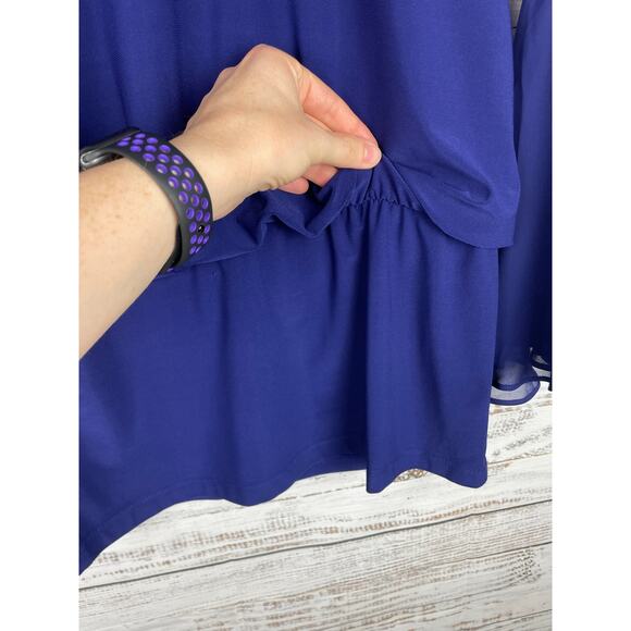 Laurie Felt Knit Top Woven Bell sleeves Sheer BLUE XXS Stretch Fairy Witchy - Picture 5 of 10